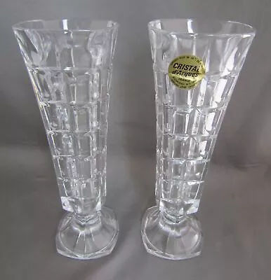 Buy Cristal D'Arques 24% Lead Crystal Glass Pair Of Vases 17cms H  SOLIFLOR  • 7.99£