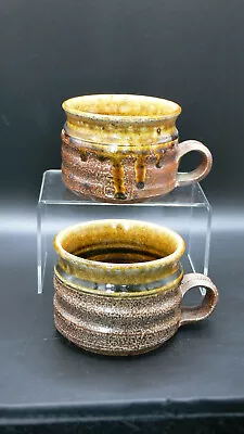Buy Pair Of Salt Glazed  Studio Pottery  Cups, Signed • 18£