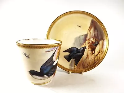 Buy Antique Royal Worcester Cup & Saucer / Hand Painted Birds / Dated 1876 R 2079/4 • 30£