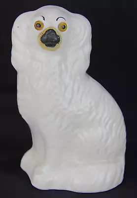 Buy Charming Antique  Staffordshire Wally Dog  In White With Black Nose & Glass Eyes • 11.95£