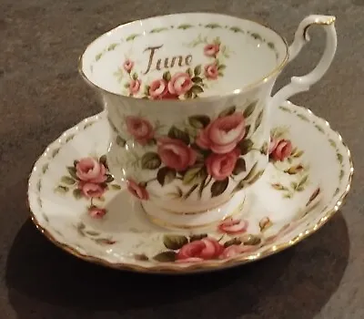 Buy Royal Albert Flower Of The Month Cup Saucer Rose June 1950's Bone China • 12£