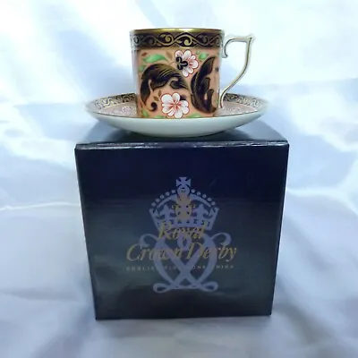 Buy Royal Crown Derby Pink Camellias Imari Accent Coffee Cup And Saucer Boxed 2002 • 79.99£