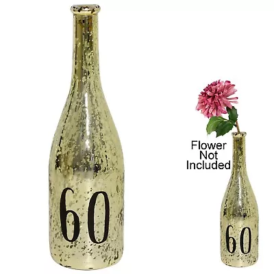 Buy Gold Crackle Glaze Bottle / Vase With Number 60 - Birthday Gift • 5.99£
