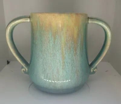 Buy Devonmoor Studio/Art Pottery Green Crystaline Glaze  2 Handled Cup( Like Ruskin) • 16.99£