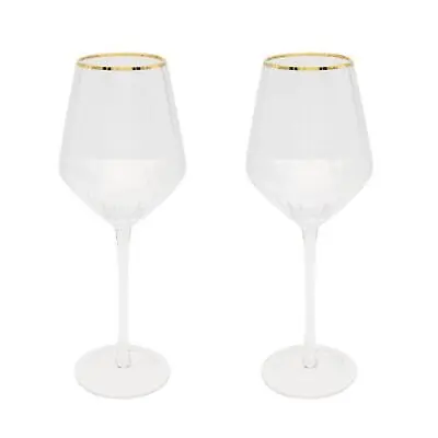 Buy Scalloped Effect Glassware With Gold Rim Set Of 2 -  Wine Glasses • 23.49£