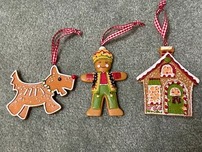 Buy 3 Mary Engelbreit Christmas Cookie Ornaments Scottie Dog Gingerbread Man House • 43.20£