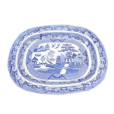 Buy Large Middlesbrough Pottery Blue & White Willow Pattern Meat Plate/Platter • 17.85£