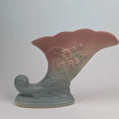Buy Hull Art Pottery Horn-shaped Vase  Pink And Blue W-7, 7 1/2 • 24.55£