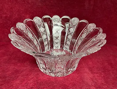 Buy Large Vintage Lead Crystal Cut Glass Fruit Bowl Dish 28.5 Cm • 29.99£