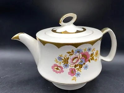 Buy Gibsons Staffordshire Porcelain Teapot Vintage White & Guilt Floral Design • 5.99£