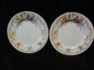 Buy 2 Antique Aynsley China 18cm Plates Coronation Of George & Mary • 9.95£
