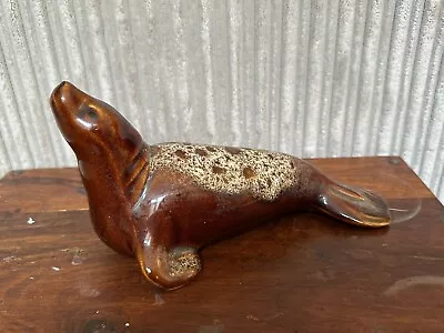 Buy Vintage Foster's Pottery Brown Honeycomb Glaze Seal Sealion Antique Ornament • 6£