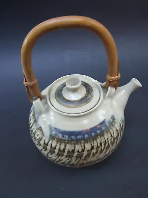 Buy Vintage Australian Studio Pottery Teapot W Cane Handle, Mint Condition Stamped • 47.40£