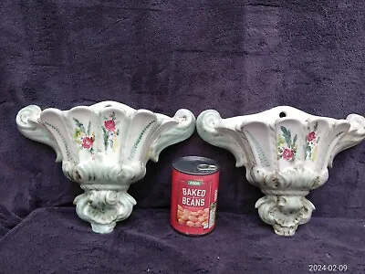 Buy Beautiful Vintage Pair Of (PERFECT CONDITION) Large English Pottery Wall Pockets • 45£