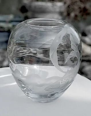 Buy Swedish Glass. Round Clear Bowl , Hand-engraved With Fish. Bought As By Orrefors • 67.50£