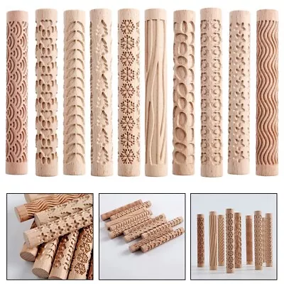 Buy Embossed Pottery Rolling Pin For Intricate Clay Crafts With Floral Design • 11.89£