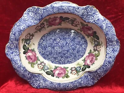 Buy Rare Vintage JAMES KENT Old Foley 'ROSARIE' 11.5' Blue Floral Chintz Bowl C.1920 • 12.99£