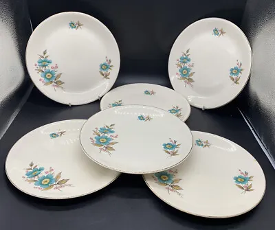 Buy 6 Vintage Alfred Meakin Turquoise Flower China Dinner Plates 10” 25 Cm Dia • 16.45£