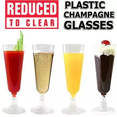 Buy Plastic Champagne Flutes Reusable  Glasses Clear Party Tableware • 26.99£