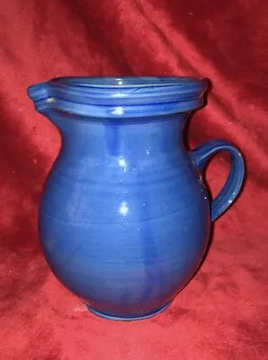 Buy Large Brannam Pottery Barum Ware Cobalt Blue Terracotta Jug/Pitcher Ht 20cm • 18£