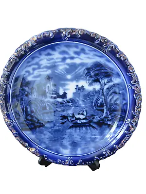 Buy ANTIQUE FLOW BLUE WALL PLATE., JAMES KENT - C1910 • 14£