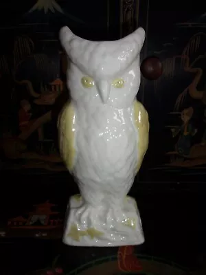 Buy Vtg 80's Belleek Irish Porcelain Horned Owl Vase Cream Yellow Luster 8.25  • 19.30£