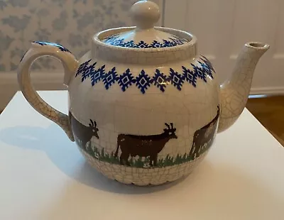 Buy Vintage Brixton Pottery Cow Old Pattern Tea Pot /crazing • 17.99£