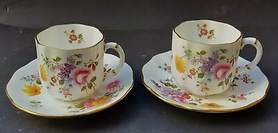 Buy Two Bone China Royal Crown Derby 'derby Posies' Coffee Cups And Saucers • 12.99£