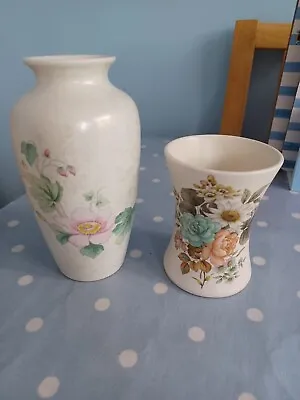 Buy Vintage 1970s Vases Poole Pottery With Snowflake Effect Glaze & Purbeck   • 5£