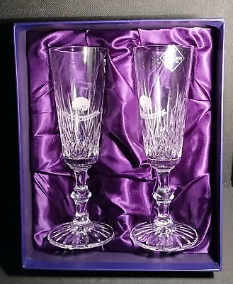Buy Edinburgh Crystal Boxed Pair Burnham Beeches Lomond Champagne Glasses ?Golf Club • 60£