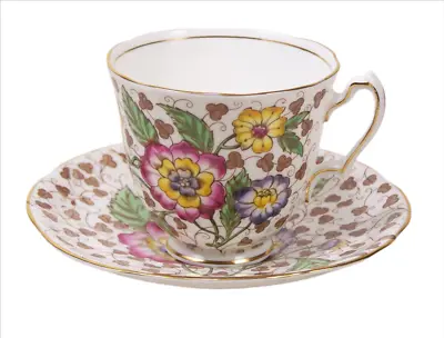 Buy Vintage Adderley Bone China Tea Cup Hand Painted Flowers On Transfer 1950-1972 • 33.31£