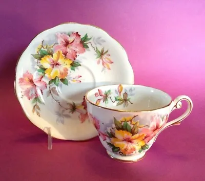 Buy Royal Standard Azalea Pattern - Teacup And Saucer - Yellow And Pink - England  • 26.51£