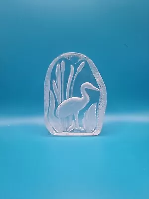 Buy Vintage Crystal Glass Paperweight Heron In Reeds In Great Condition  • 12£