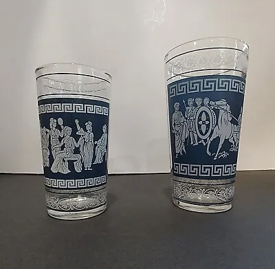 Buy Vintage Mid Century Dominion Glass  Hellenic Ware Blue Wedgwood Style Glassware. • 12.32£