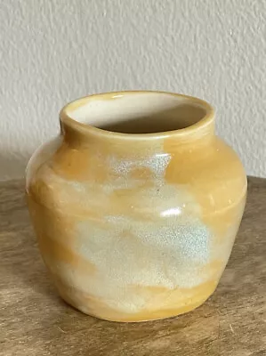 Buy Pisgah Forest Yellow & White Crystalline Low Bowl Vase 3.75 H X 4 W 1940's NC • 166.03£
