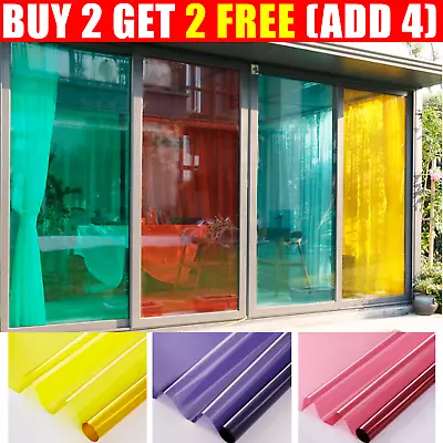 Buy Transparent Colourful Window Film Sicky Back Optically Clear Stain Glass Tint Uk • 9.71£