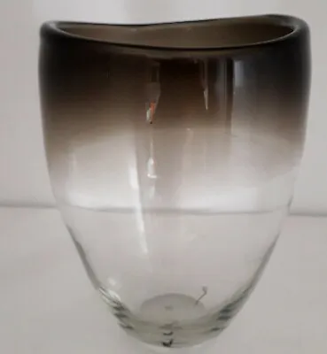 Buy Vintage 1992 Jane Packer Black / Clear Art Glass Vase 6  Excellent Condition  • 9.99£