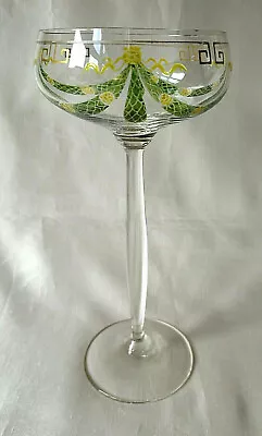 Buy Tall Theresienthal Art Nouveau Translucent Enamelled Wine/Champagne Glass. C1900 • 110£