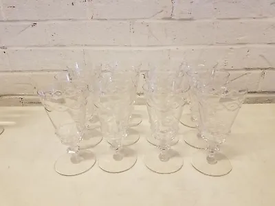 Buy Vintage Crystal Glass Set Of 12 Clear Decorative Footed Tumblers • 240.18£