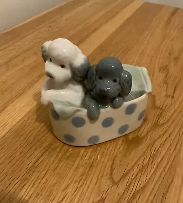 Buy Vintage 1988 Lladro NAO Figurine Two Dog Puppies In Basket With Blanket • 13.95£