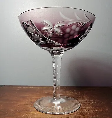 Buy Bohemian Czech Purple Cut To Clear Crystal Wine / Cocktail Glass Stem 5 1/8  • 34.06£