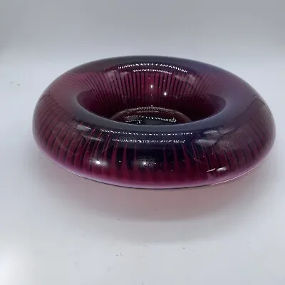 Buy Fenton Rolled Edge Bowl Plum Opalescent Vintage Console Ribbed Stunning Glass • 89.62£