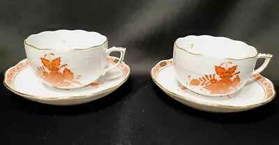 Buy MINT 2 HEREND Hungary Chinese Bouquet Rust Vintage Cups And Saucers  • 110.91£