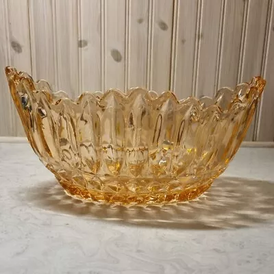 Buy Vintage Art Deco Peach Pink Glass Large Oval Bowl • 14.50£