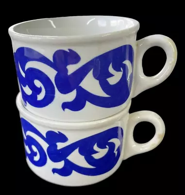 Buy 2 Two RARE Vintage Royal Cauldon Blue Scroll Small Coffee Cups 2 1/2  Tall • 9.95£