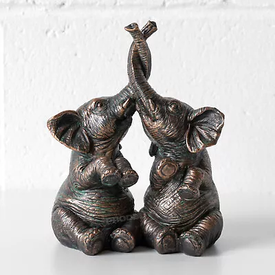 Buy Eternity Elephants Statue 19cm Cute Decorative Ornament Friendship Statue Figure • 26£