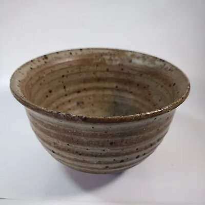 Buy Vintage Pottery 70's Handmade Bowl Ribbed And Speckled Earthy Brown Signed • 18.90£