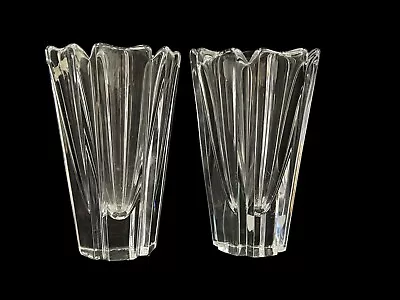 Buy Orrefors Corona Pair Of 5 Inch Height Flower Vases Crown Pattern Art Glass • 52.84£
