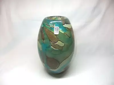 Buy Mdina Art Glass Vase Malta Maltease Tiger's Eye Green Blue Blown Signed Vintage • 29.99£