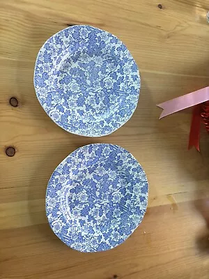 Buy 2 Burleigh Ware Blue Calico Small Dessert Plates • 12.53£